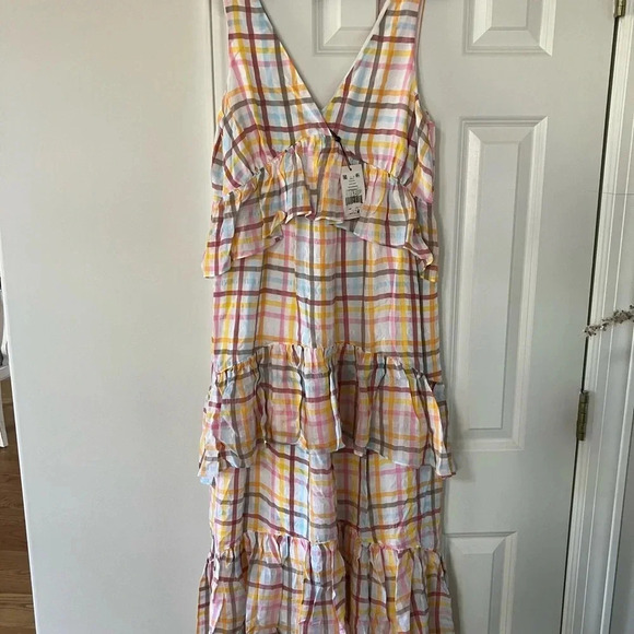 Cinq à Sept Astor V-neck Tiered Plaid Print Maxi Dress - Picture 10 of 13
